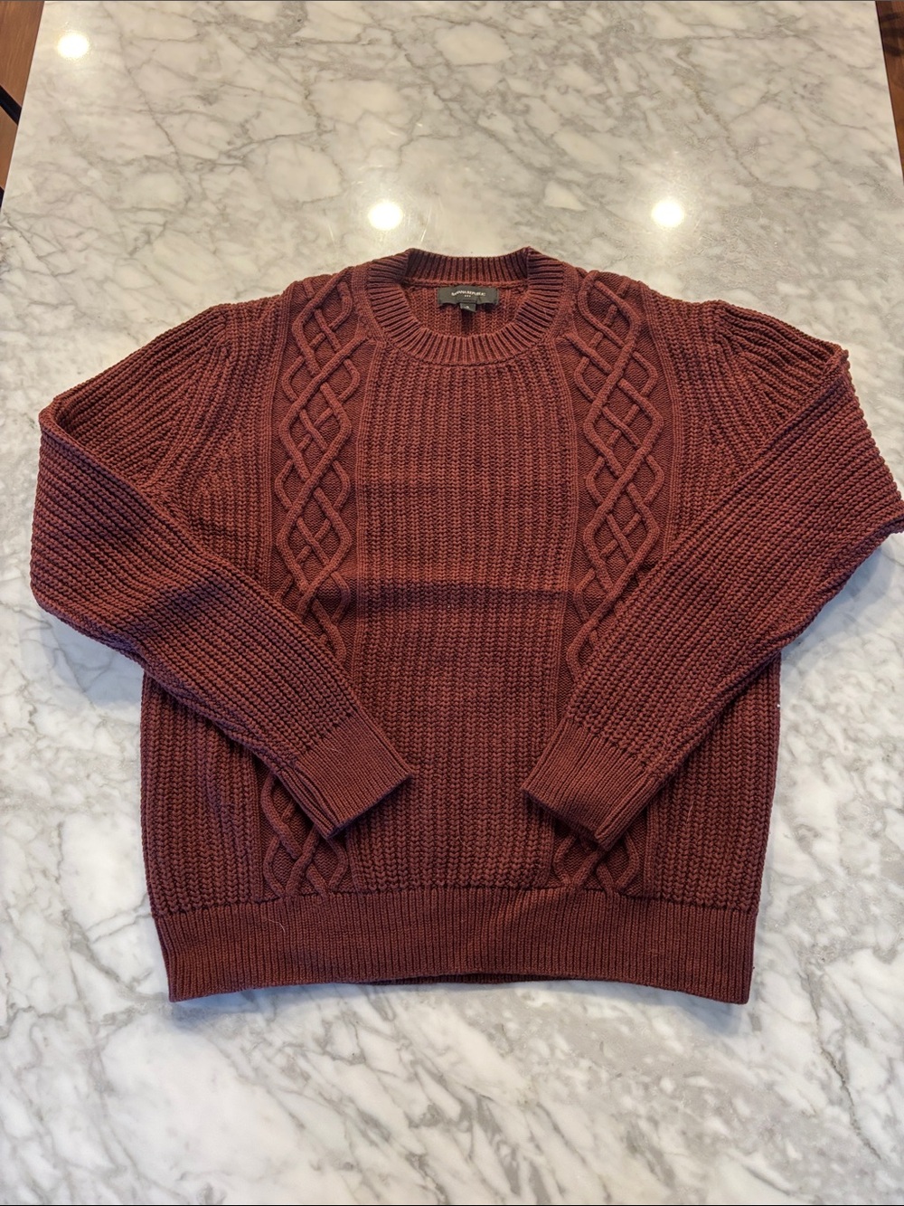 Banana Republic Men's Cable Crewneck Sweater - Rust Brown